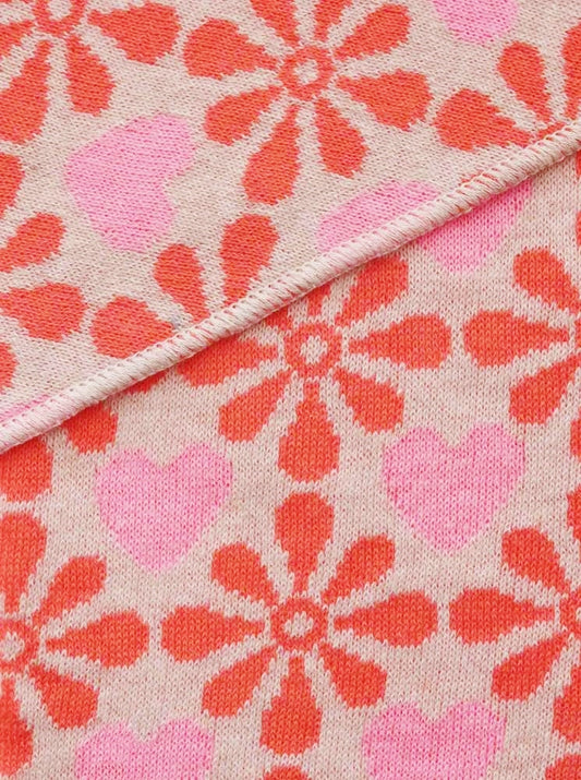 💕 Zwillingsherz Dreieckstuch "FrühlingsherzenZH" Baumwolle Beige Pink Orange