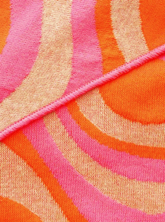 💕 Zwillingsherz Dreieckstuch "Happy Waves" Baumwolle Beige Pink Orange
