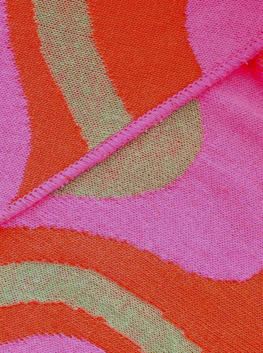 💕 Zwillingsherz Dreieckstuch "Happy Waves" Baumwolle Khaki Pink Orange