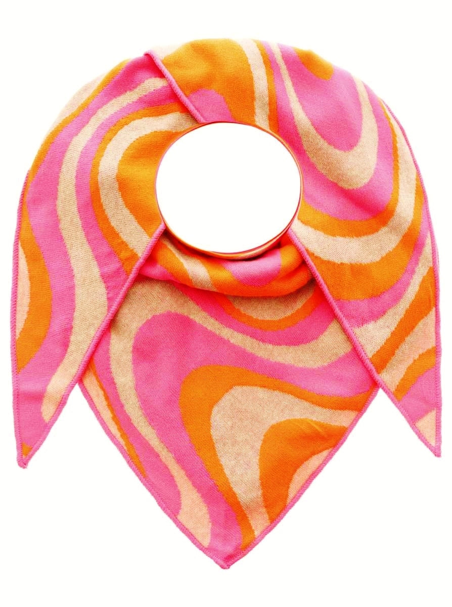 💕 Zwillingsherz Dreieckstuch "Happy Waves" Baumwolle Beige Pink Orange