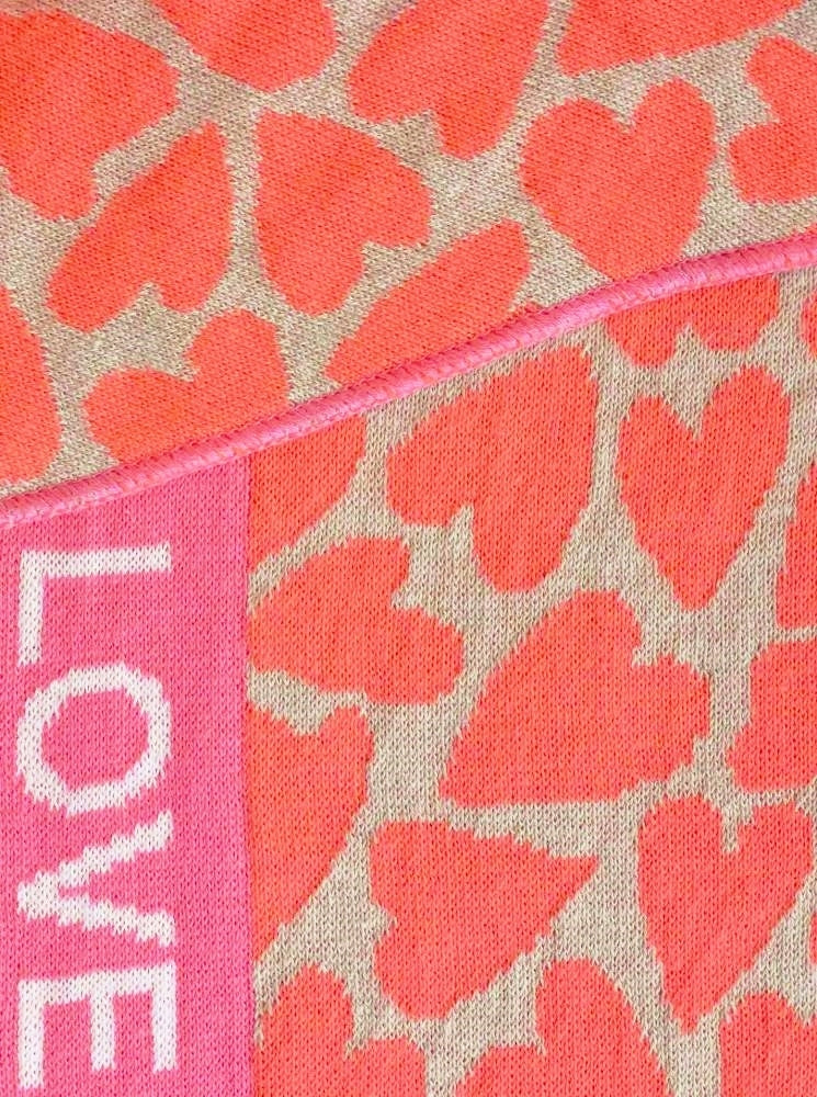 💕 Zwillingsherz Dreieckstuch "Harmony Love" Baumwolle Beige Orange Pink
