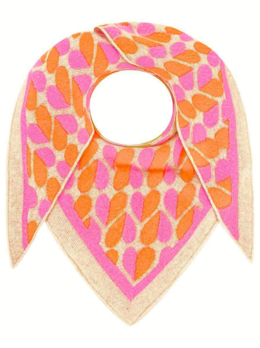 💕 Zwillingsherz Dreieckstuch "Herz" Wolle Kaschmir Pink Orange