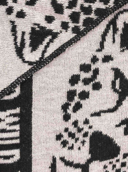 💕 Zwillingsherz Dreieckstuch "Leo Gesicht" Baumwolle Grau Schwarz