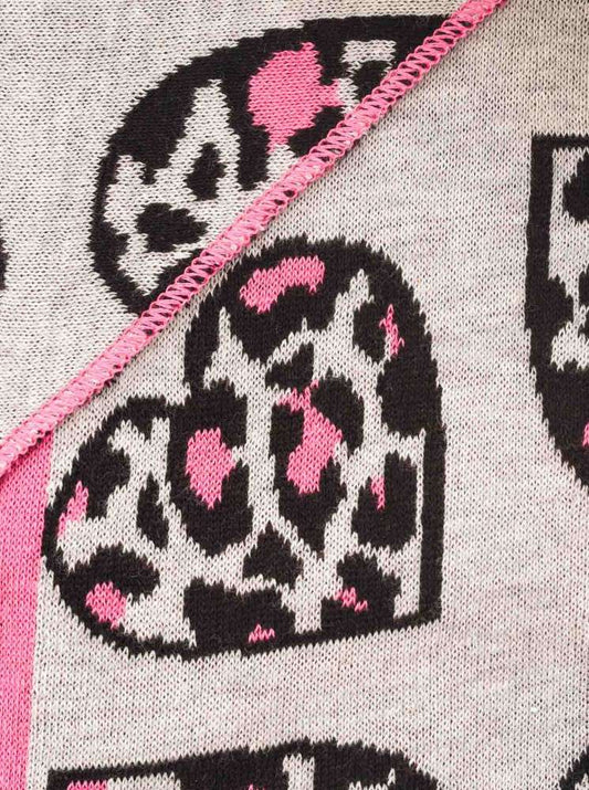 💕 Zwillingsherz Dreieckstuch "Leo in Herz" Baumwolle Pink Grau