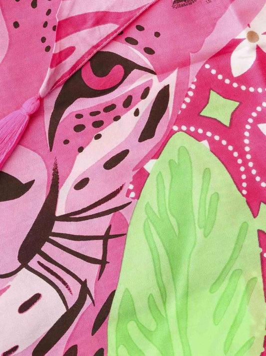 💕 Zwillingsherz Dreieckstuch "Leopard im Dschungel" Multi 100 % Viskose nachhaltig