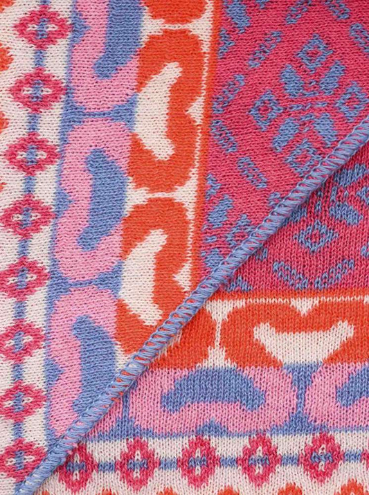 💕 Zwillingsherz Dreieckstuch "Maralda" Baumwolle Blau Pink Orange