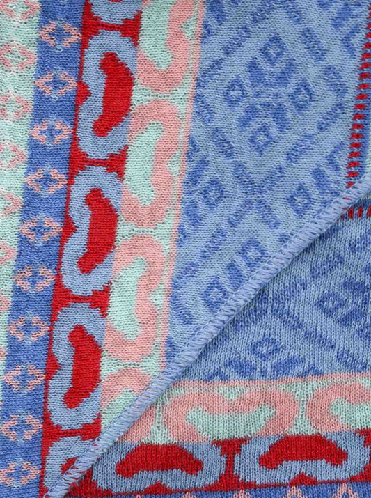 💕 Zwillingsherz Dreieckstuch "Maralda" Baumwolle Blau Rot