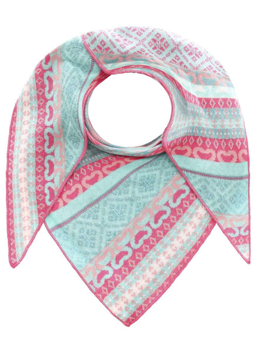 💕 Zwillingsherz Dreieckstuch "Maralda" Baumwolle Türkis Pink