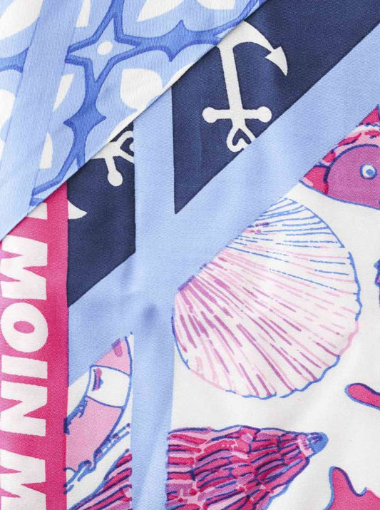 💕 Zwillingsherz Dreieckstuch "Maritimes Glück" Marine 100 % Viskose nachhaltig