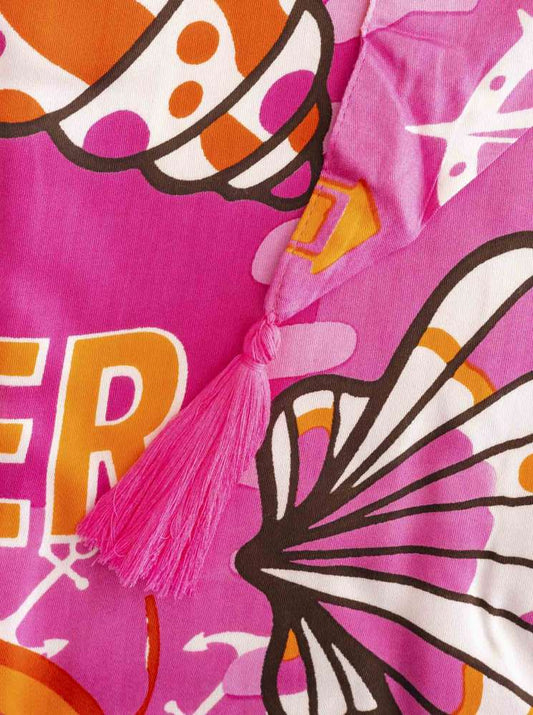 💕 Zwillingsherz Dreieckstuch "Meer Anker Mix" 100 % Viskose nachhaltig Neonpink