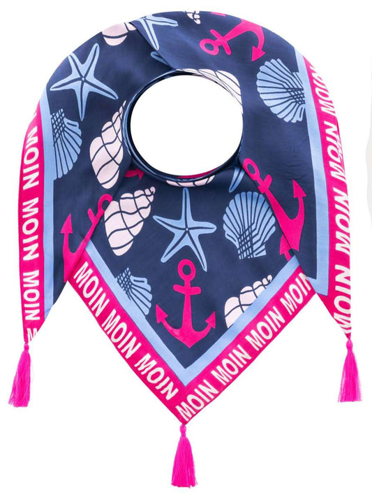 💕 Zwillingsherz Dreieckstuch "Meeresbewohner" Viskose Marine