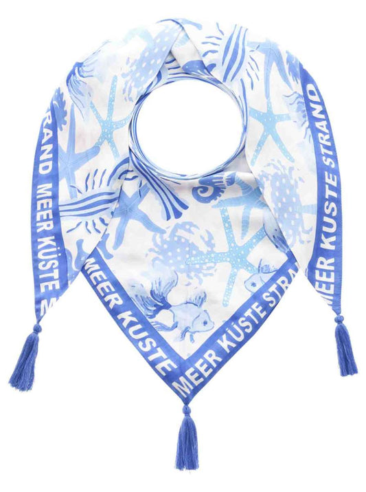 💕 Zwillingsherz Dreieckstuch "Meerestiere" Viskose Blau