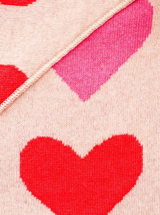 💕 Zwillingsherz Dreieckstuch "Neon Herz" Wolle Kaschmir Beige Rot Pink