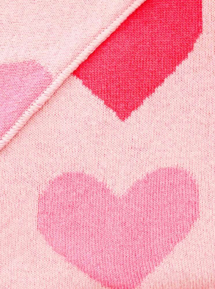 💕 Zwillingsherz Dreieckstuch "Neon Herz" Wolle Kaschmir Pink