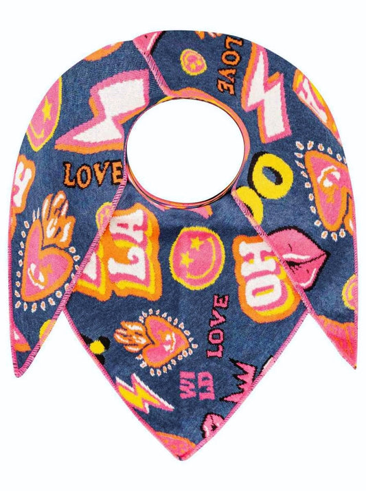 💕 Zwillingsherz Dreieckstuch "Oops" Baumwolle Blau-Bunt