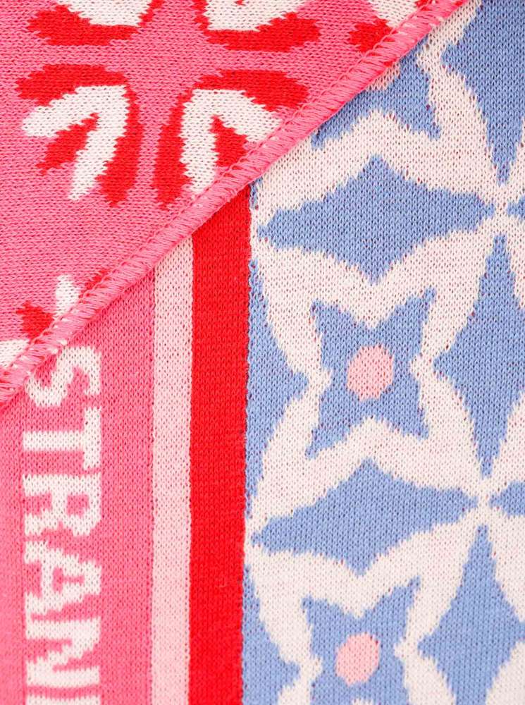 💕 Zwillingsherz Dreieckstuch "Ornamente Strandpink" Baumwolle Blau Pink