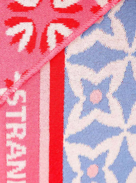 💕 Zwillingsherz Dreieckstuch "Ornamente Strandpink" Baumwolle Blau Pink