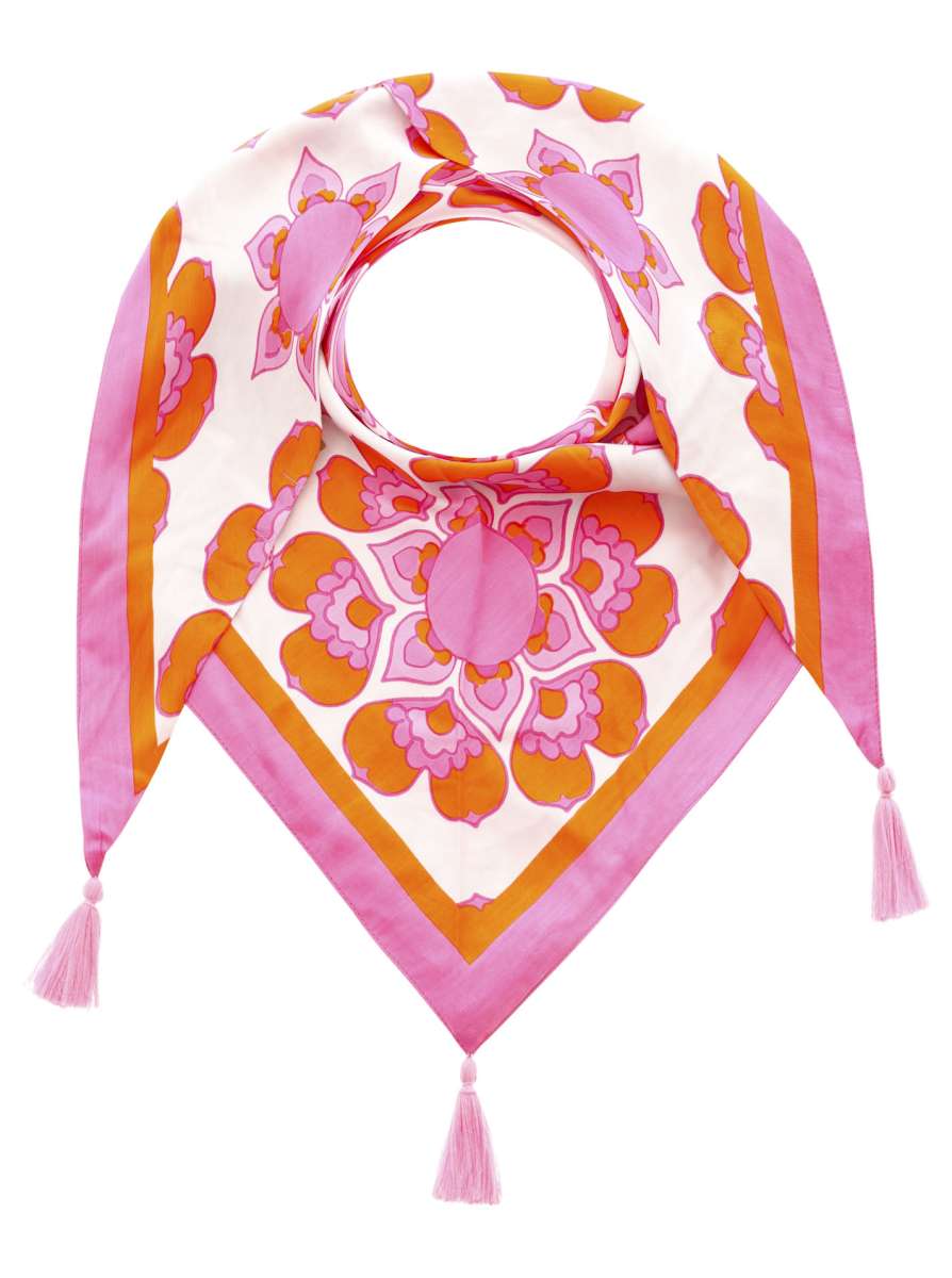 💕 Zwillingsherz Dreieckstuch "Ornamente" Mittelpink 100 % Viskose nachhaltig