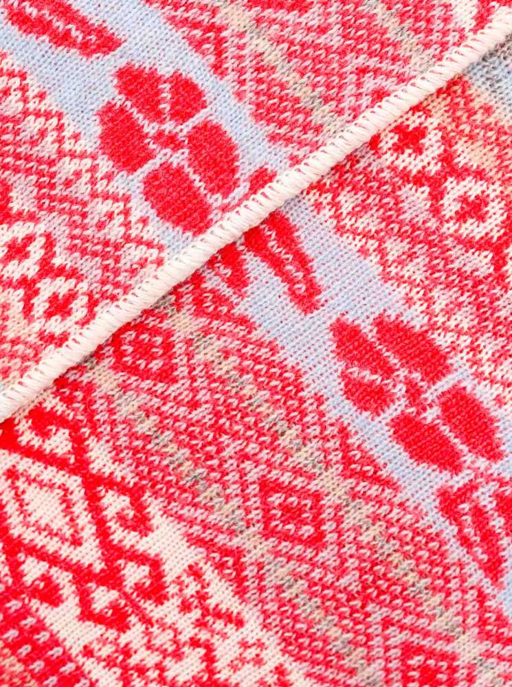 đź’• Zwillingsherz Dreieckstuch "Oslo" Norwegermuster Wolle Kaschmir Rosa Rot