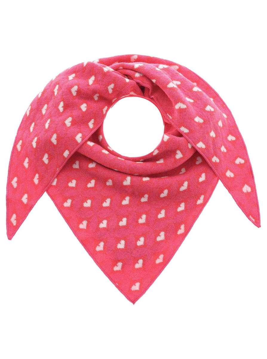 💕 Zwillingsherz Dreieckstuch "Raute Herz" Wolle Kaschmir Pink Orange