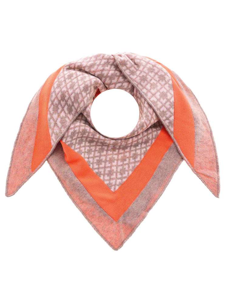 💕 Zwillingsherz Dreieckstuch "Raute an Raute" Wolle Kaschmir Beige Orange