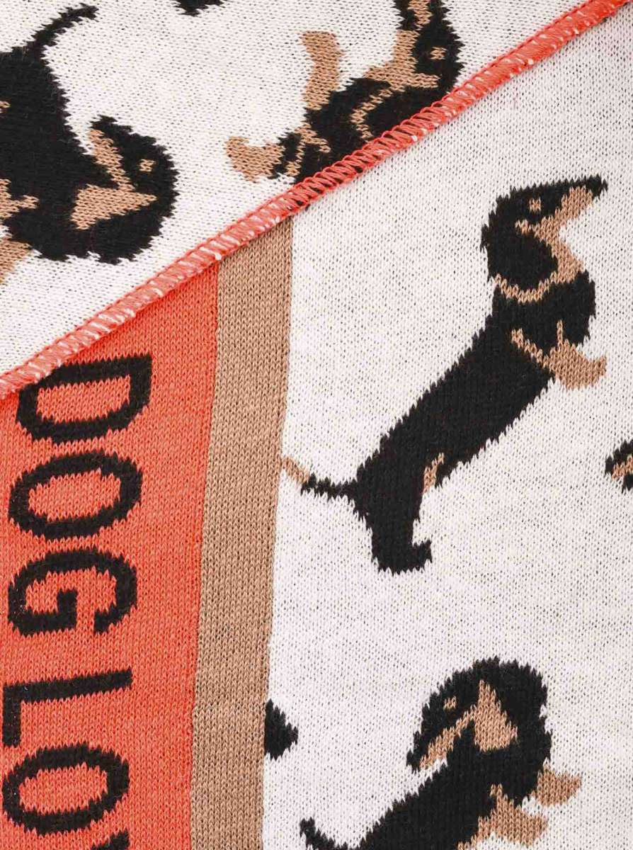 💕 Zwillingsherz Dreieckstuch "Süßer Dackel" Baumwolle Weiß Orange