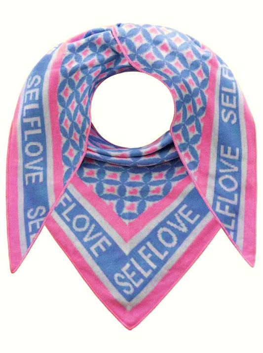 💕 Zwillingsherz Dreieckstuch "Selflove mit Herz" Baumwolle Blau Pink