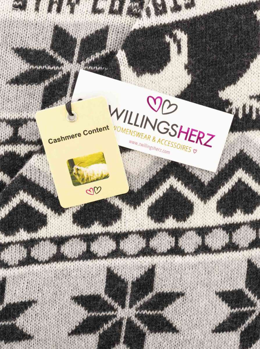💕 Zwillingsherz Dreieckstuch "Stay Cozy" Wolle Kaschmir Grau