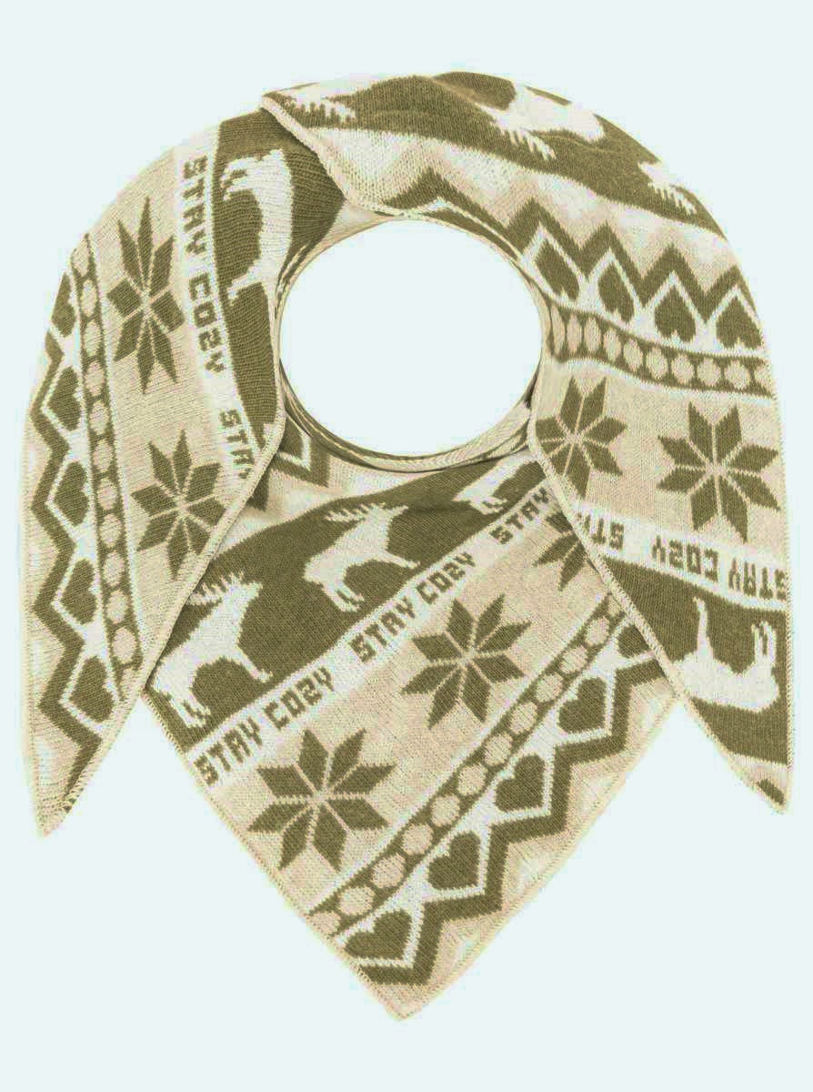 💕 Zwillingsherz Dreieckstuch "Stay Cozy" Wolle Kaschmir Olive