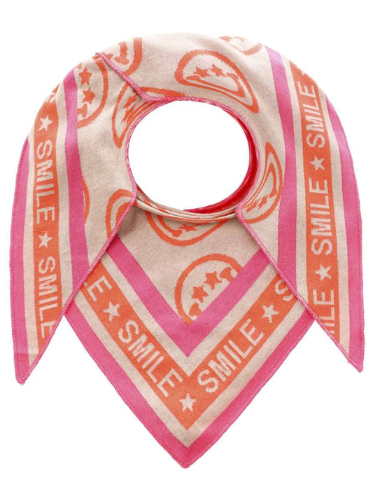 💕 Zwillingsherz Dreieckstuch "Stern Augen" Baumwolle Orange Pink