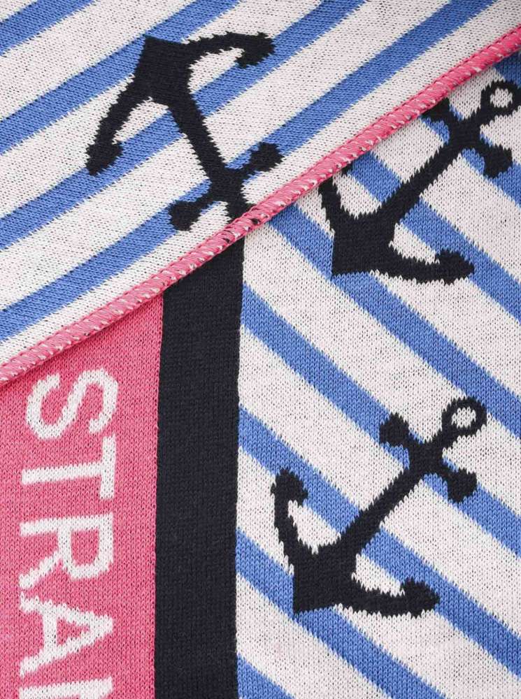💕 Zwillingsherz Dreieckstuch "Strand Anker" Baumwolle Blau Pink