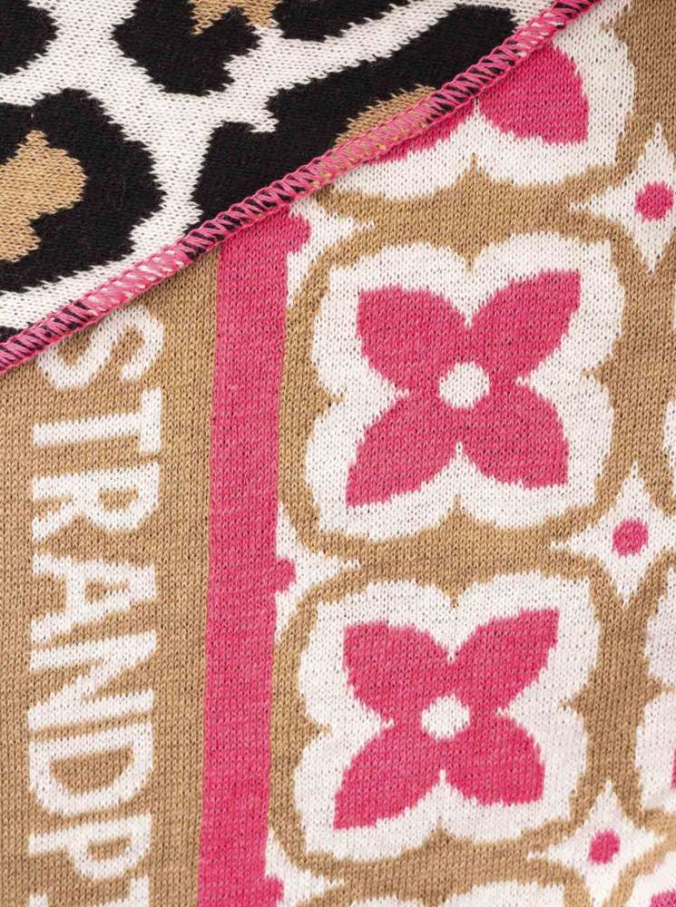 💕 Zwillingsherz Dreieckstuch "Strandpink Leo Ornamente" Baumwolle Beige Pink