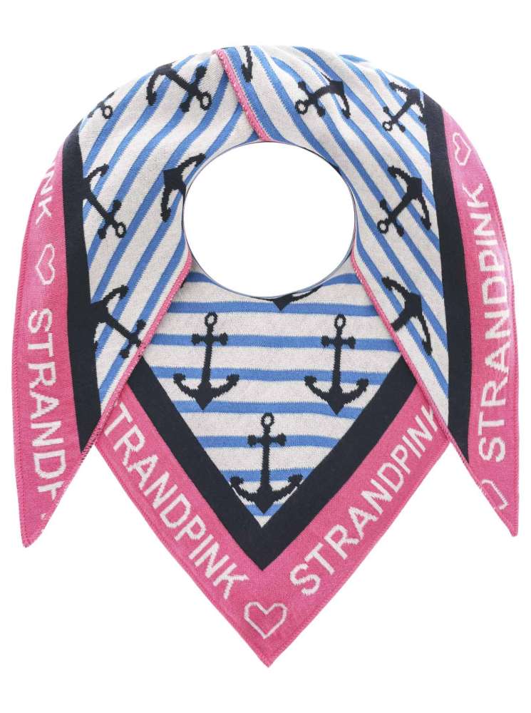 💕 Zwillingsherz Dreieckstuch "Strand Anker" Baumwolle Blau Pink