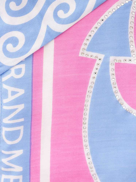 💕 Zwillingsherz Dreieckstuch "Strass Anker" Viskose Hellblau