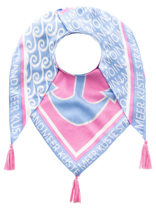 💕 Zwillingsherz Dreieckstuch "Strass Anker" Viskose Hellblau