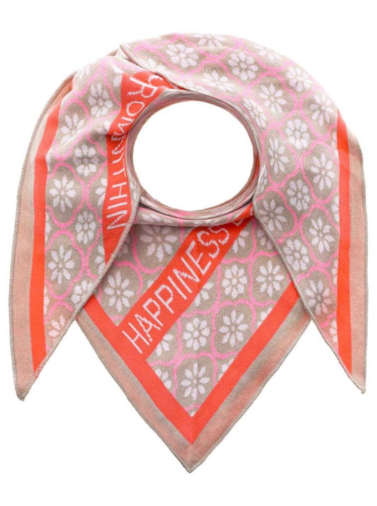 💕 Zwillingsherz Dreieckstuch "SusanneZH" Baumwolle Beige Pink Orange