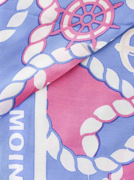 💕 Zwillingsherz Dreieckstuch "Tau Anker Steuerrad" Bambus Pink Blau