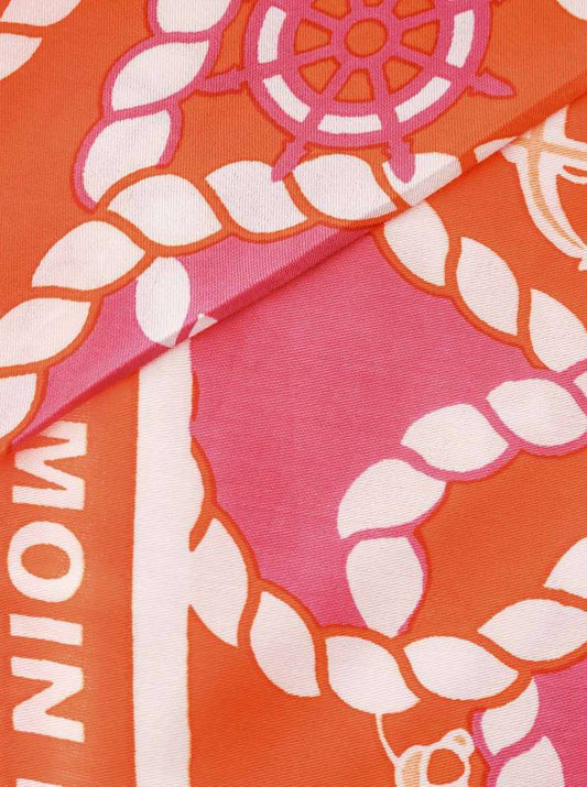 💕 Zwillingsherz Dreieckstuch "Tau Anker Steuerrad" Bambus Pink Orange