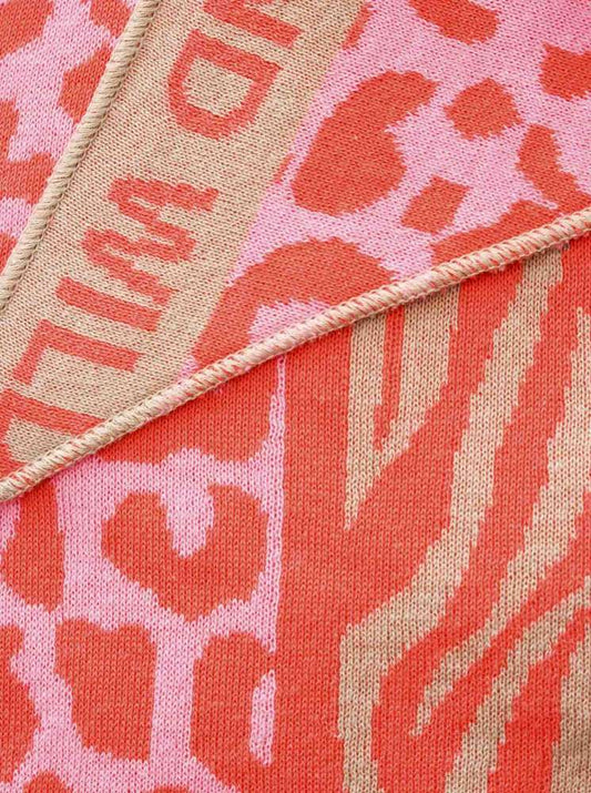 💕 Zwillingsherz Dreieckstuch "Tierreich" Baumwolle Beige Pink Orange