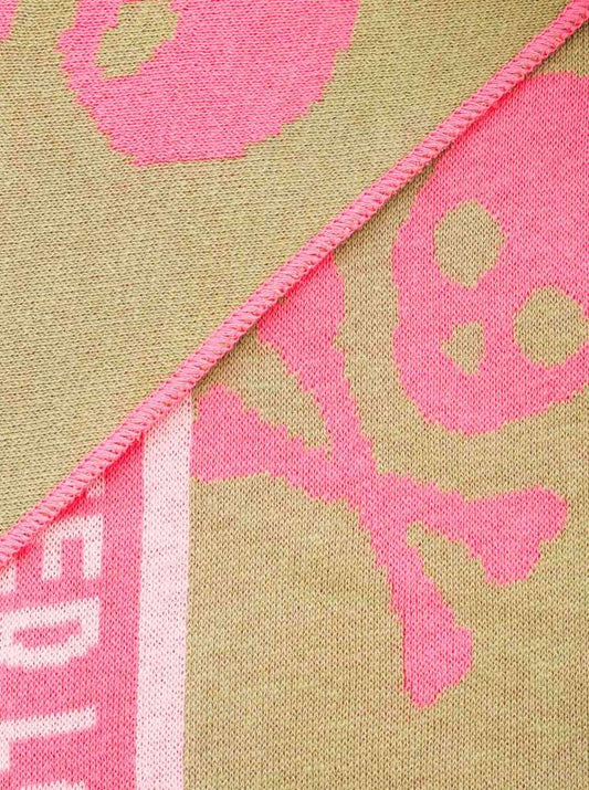 💕 Zwillingsherz Dreieckstuch "Totenkopf Herz" Baumwolle Khaki Pink