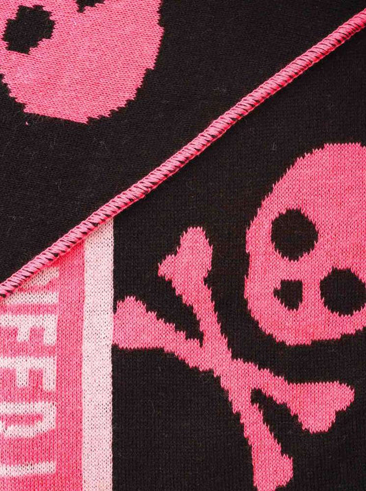💕 Zwillingsherz Dreieckstuch "Totenkopf Herz" Baumwolle Schwarz Pink