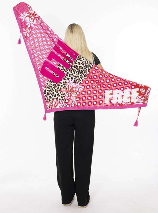 💕 Zwillingsherz Dreieckstuch "Wild Flower Leopard" Viskose Fuchsia