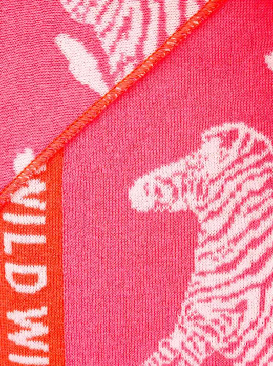 💕 Zwillingsherz Dreieckstuch "Wildes Zebra" Baumwolle Pink Orange