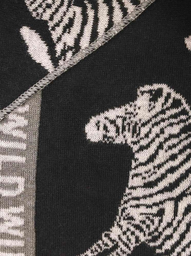 💕 Zwillingsherz Dreieckstuch "Wildes Zebra" Baumwolle Schwarz Grau