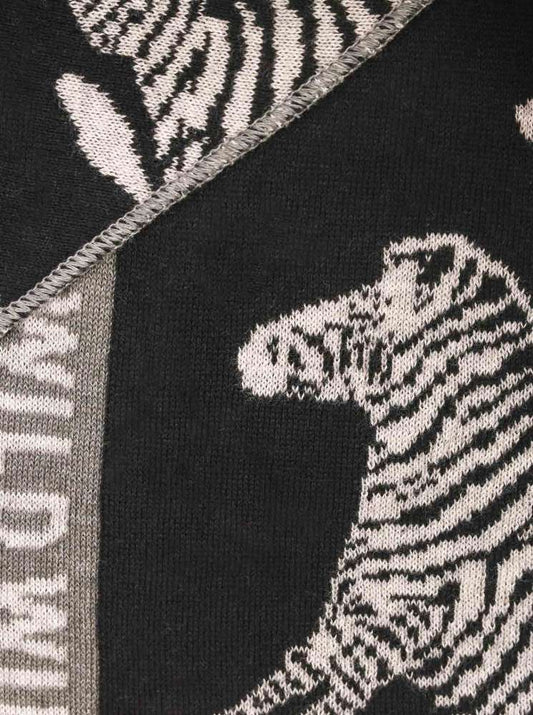 💕 Zwillingsherz Dreieckstuch "Wildes Zebra" Baumwolle Schwarz Grau