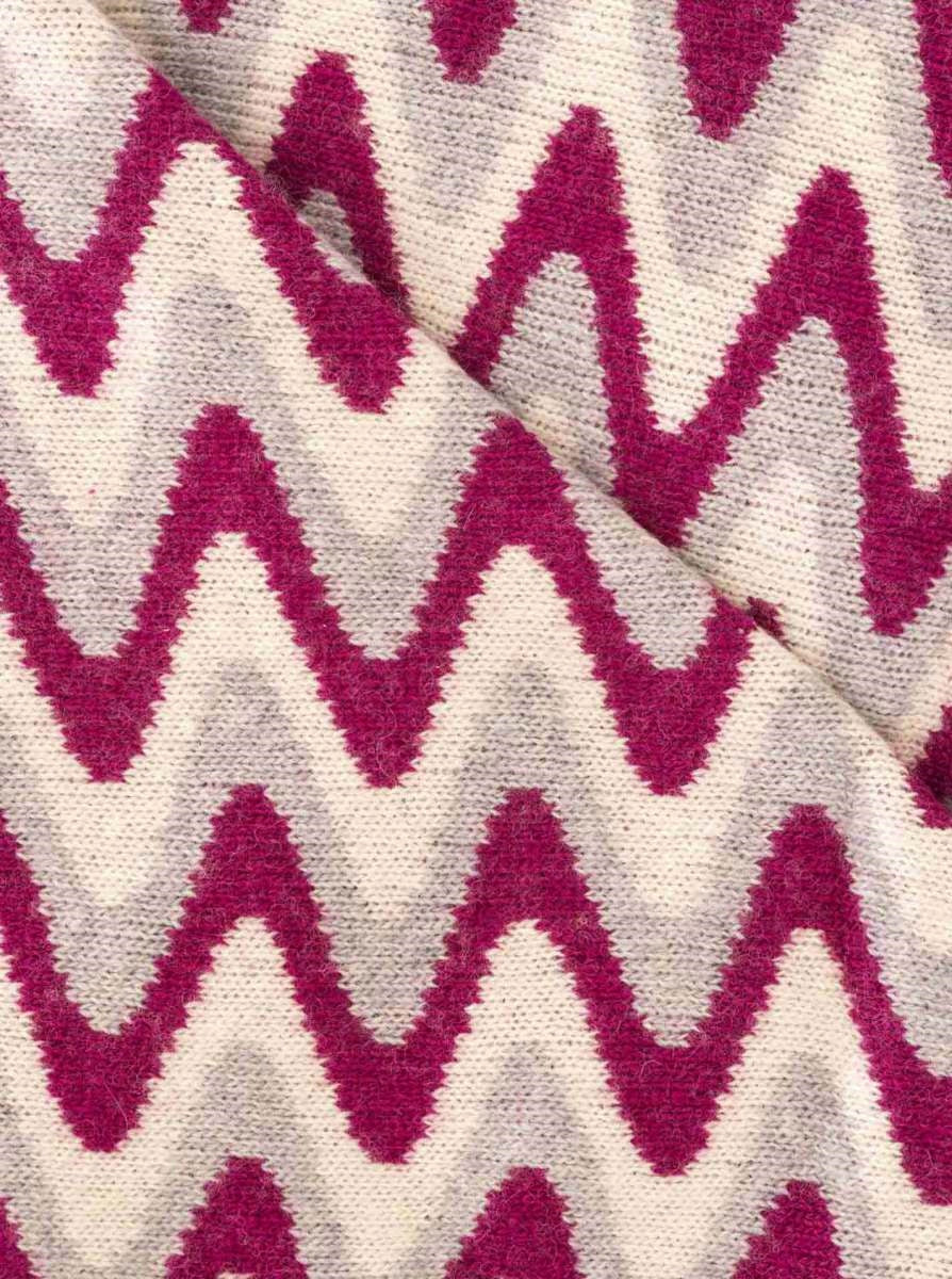 💕 Zwillingsherz Dreieckstuch "Winter Waves" Wolle Kaschmir Grau Rot
