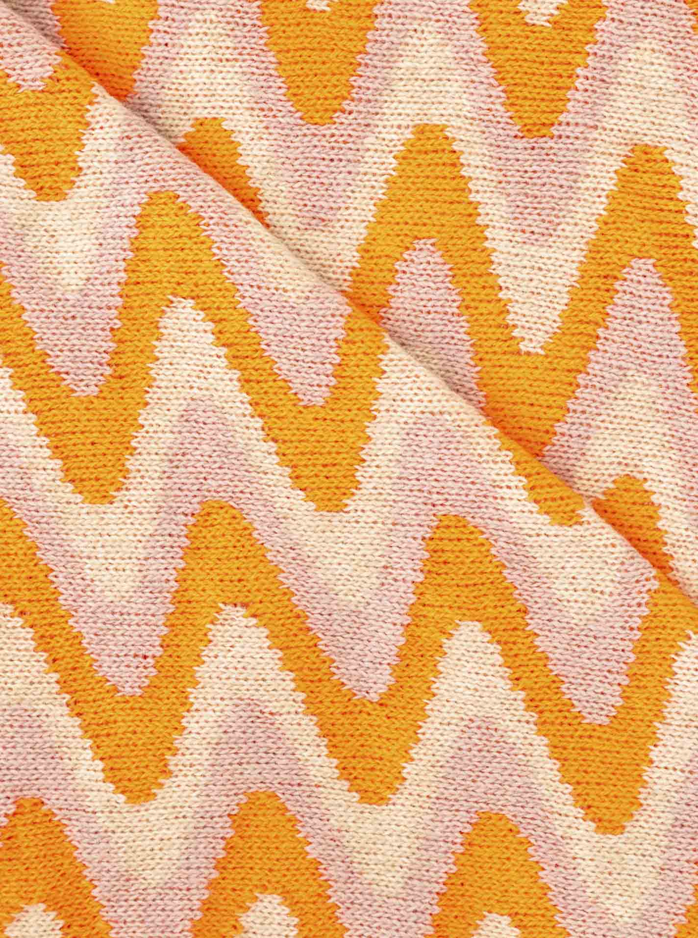 💕 Zwillingsherz Dreieckstuch "Winter Waves" Wolle Kaschmir Orange Rosa