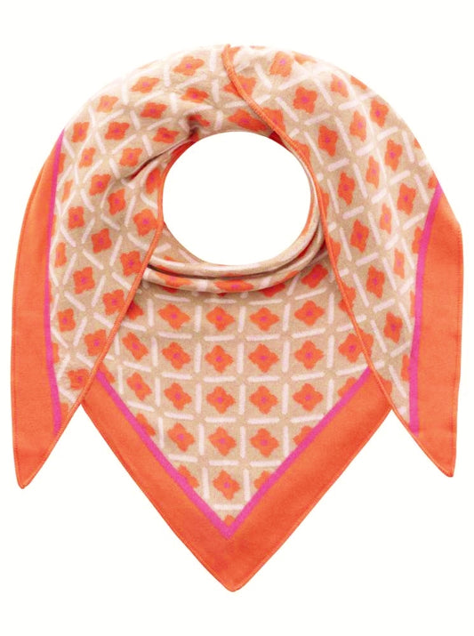 💕 Zwillingsherz Dreieckstuch "Wonderland" Baumwolle Beige Orange Pink