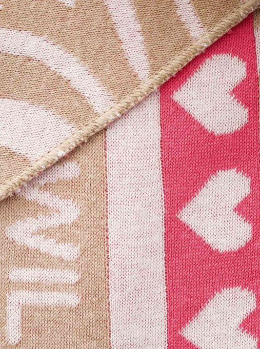 💕 Zwillingsherz Dreieckstuch "Zebra Love" Baumwolle Beige Pink