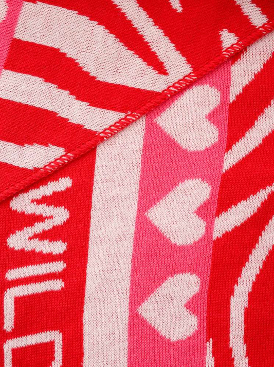 💕 Zwillingsherz Dreieckstuch "Zebra Love" Baumwolle Rot Pink